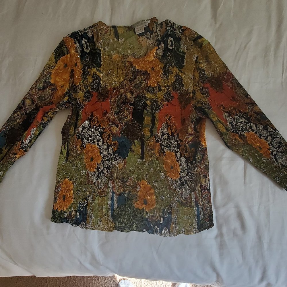 Alberto Makali multicolored sequined patterned top size m